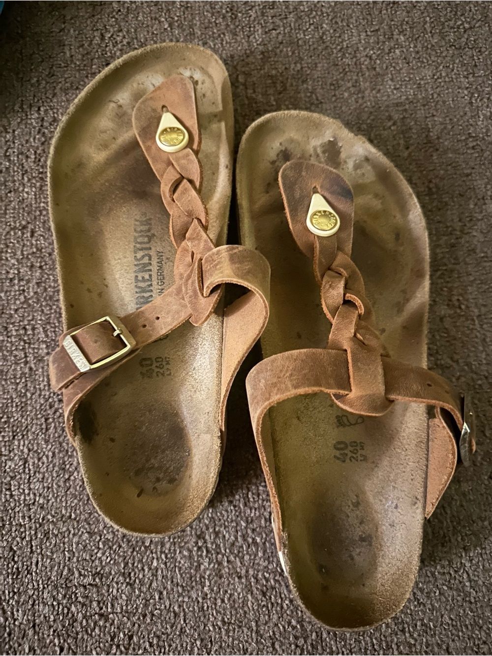 Birkenstocks Gizeh braided waxy leather size 40